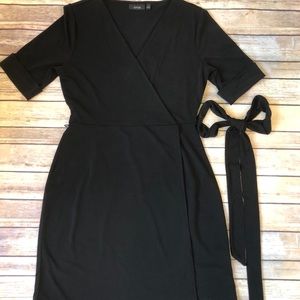 Black knee length wrap dress